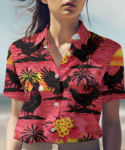 Rooster and Sunset Hawaiian Shirt